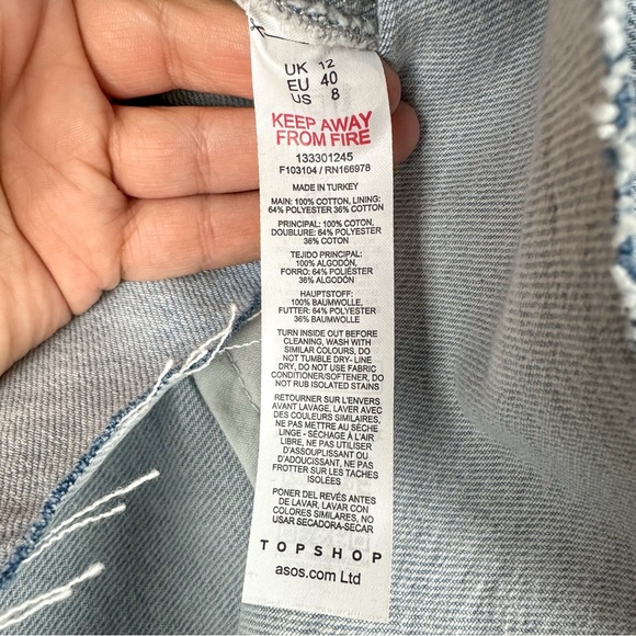 TOPSHOP Denim Shorts A-Line Mom Shorts Bleach Wash - Picture 16 of 17